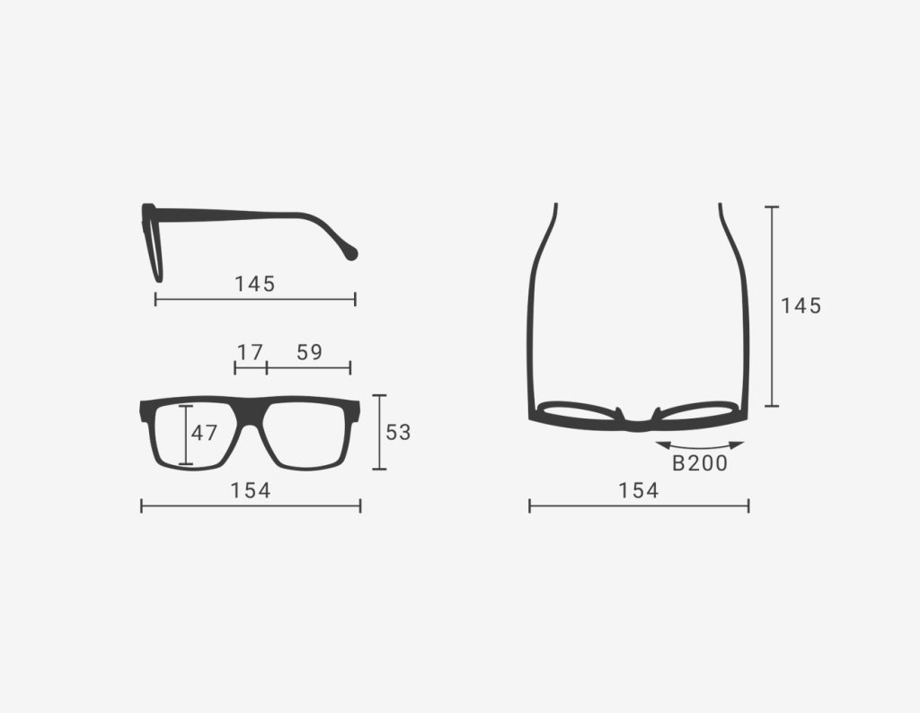 Luxury Japanese eyewear – Ganduxer All Colors – technical dimensions of the Ganduxer frame including measurements in millimeters