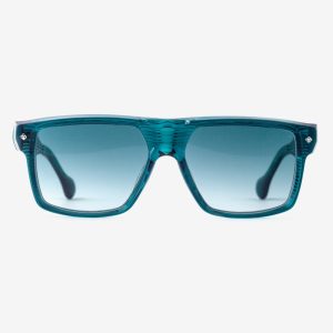 luxury japanese rectangular sunglasses – Ganduxer Deep Reef sunglasses, acetate in Deep Reef, Deep Sea Fusion lenses, Platinum coating, Filter Category 2, front view