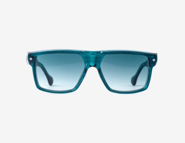 luxury japanese rectangular sunglasses – Ganduxer Deep Reef sunglasses, acetate in Deep Reef, Deep Sea Fusion lenses, Platinum coating, Filter Category 2, front view