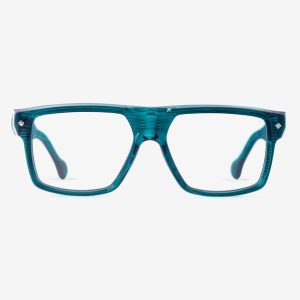 Luxury Japanese eyewear – Ganduxer Deep Reef optical frame, acetate in Deep Reef, demo optical lenses, Platinum coating, front view