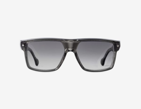 Luxury Japanese eyewear – Ganduxer Glacial Mirage sunglasses, acetate in Glacial Mirage, Concrete Fade lenses, Platinum coating, Filter Category 1, front view