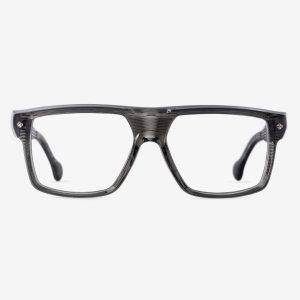 luxury japanese rectangular optical frames – Ganduxer Deep Reef optical frame, acetate in Deep Reef, demo optical lenses, Platinum coating, front view