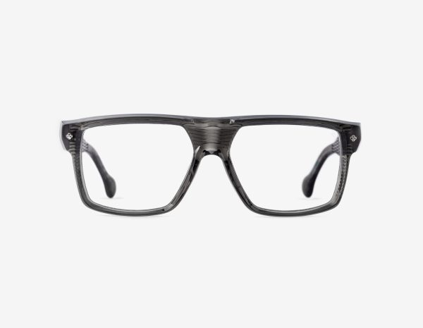 luxury japanese rectangular optical frames – Ganduxer Deep Reef optical frame, acetate in Deep Reef, demo optical lenses, Platinum coating, front view