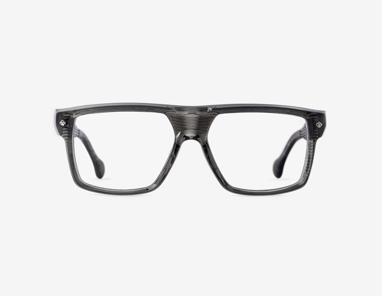 Luxury Japanese eyewear – Ganduxer Deep Reef optical frame, acetate in Deep Reef, demo optical lenses, Platinum coating, front view luxury japanese rectangular optical frames – Ganduxer Deep Reef optical frame, acetate in Deep Reef, demo optical lenses, Platinum coating, front view