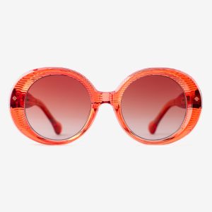 Luxury Japanese eyewear – La Pedrera Seashell Mirage sunglasses, acetate in Seashell Mirage, Amber Meld lenses with 18ct Rosegold plating, Filter Category 2, front view