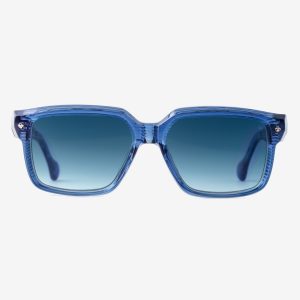 Tres Dragons luxury Japanese acetate sunglasses Denim Drift , Deep Sea Fusion lenses, Platinum plating, Filter Category 2, front view