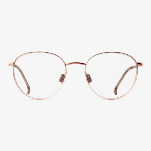 Luxury Japanese eyewear – Gadolin optical clear demo lenses optical, titanium in 18k Rose Gold, acetate in Muted Mocca