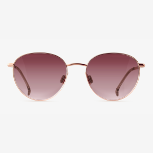 Luxury Japanese eyewear – Gadolin Scarlet Blush F1 lenses sunglasses, titanium in 18k Rose Gold, acetate in Muted Mocca