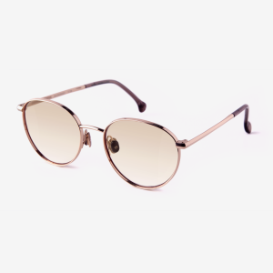 Luxury Japanese eyewear – Gadolin Muted Mocca red carpet edition, 18k Rose Gold titanium frame with Golden Dusk lenses