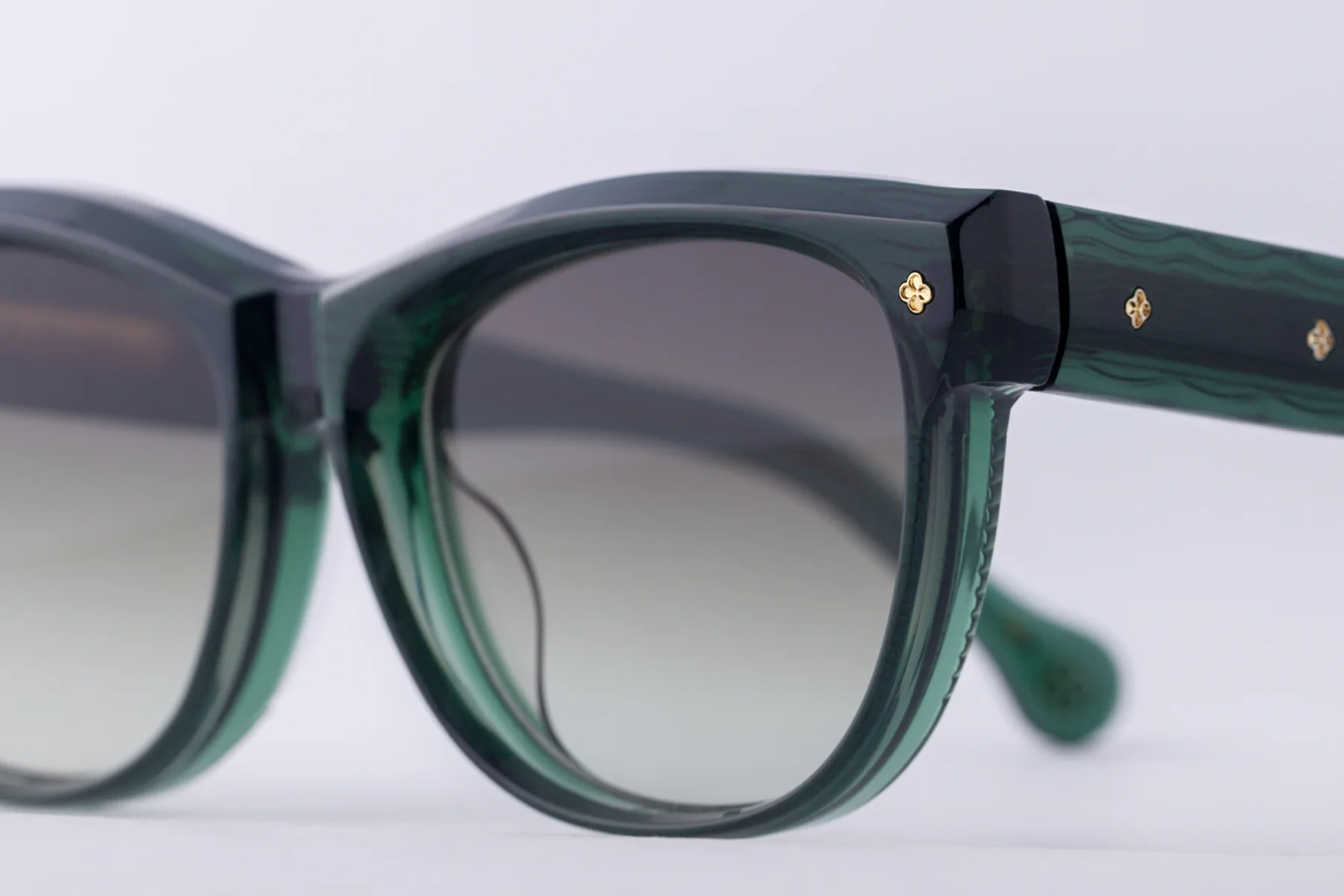 japanese acetate cat-eye sunglasses – Mila Herb Garden sunglasses, acetate in Herb Garden, Foliage Shade lenses, 18ct Gold plating, Filter Category 2,