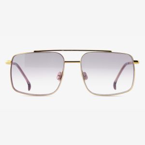 NIOB sunglasses in Biscotty Beige with 18K gold titanium frame and Moon Mist gradient lenses