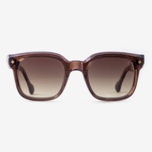 Japanese acetate square sunglasses – Quijano Barista Reverie finish, acetate in Barista Reverie, Espresso Blend lenses with 18K Gold plating, Filter Category 3, front view