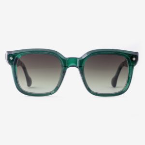 Luxury Japanese eyewear – Quijano Herb Garden sunglasses, acetate in Herb Garden, Foliage Shade lenses with Platinum plating, Filter Category 2, front view