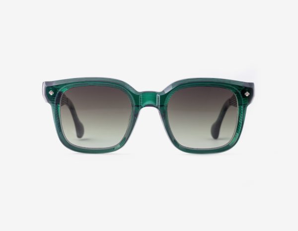 Luxury Japanese eyewear – Quijano Herb Garden sunglasses, acetate in Herb Garden, Foliage Shade lenses with Platinum plating, Filter Category 2, front view