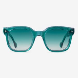 Luxury Japanese eyewear – Quijano Malachite Abyss sunglasses, acetate in Malachite Abyss, Emerald Shift lenses with Platinum plating, Filter Category 1, front view