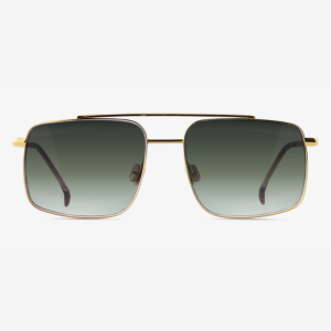 Japanese titanium aviator sunglasses – Niob in 18k Gold with Foliage Shade lenses and Biscotty Beige acetate