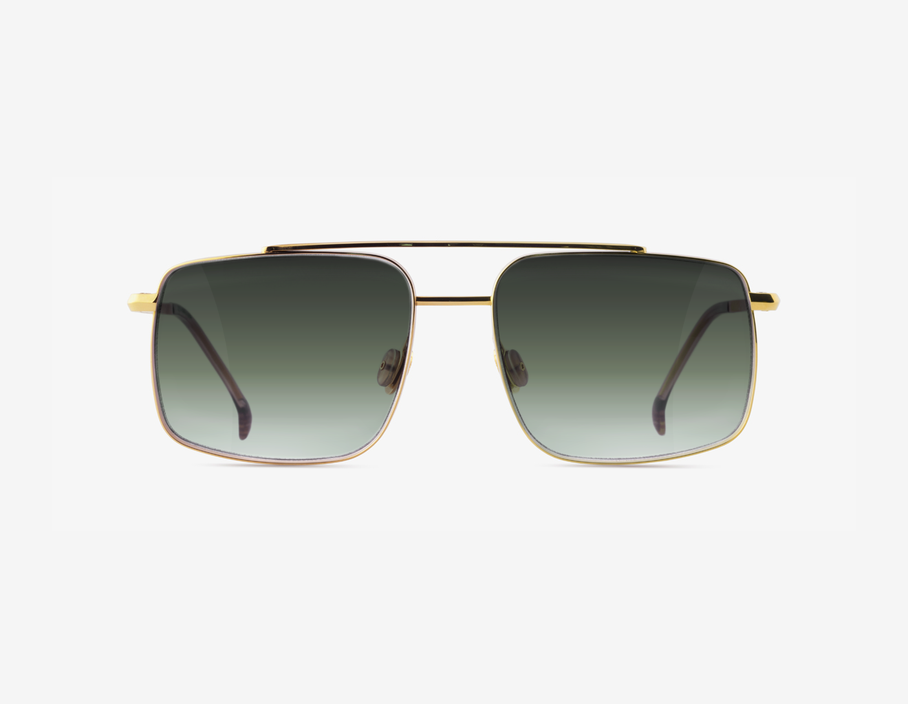 Japanese titanium aviator sunglasses – Niob in 18k Gold with Foliage Shade lenses and Biscotty Beige acetate