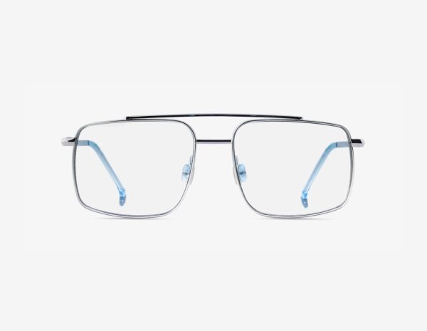 Luxury Japanese titanium aviator optical glasses – Niob in Palladium with clear demo lenses and Coastal Spray acetate