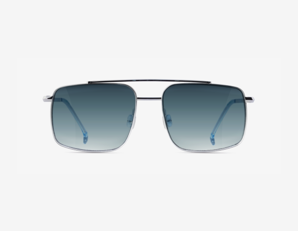 Luxury Japanese titanium aviator sunglasses – Niob in Palladium with Deep Sea Fusion lenses and Coastal Spray acetate