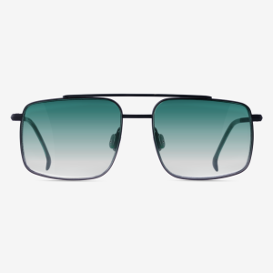 Handmade Japanese titanium aviator sunglasses – Niob in Basalt with Emerald Shift lenses and Dusky Rosemary acetate