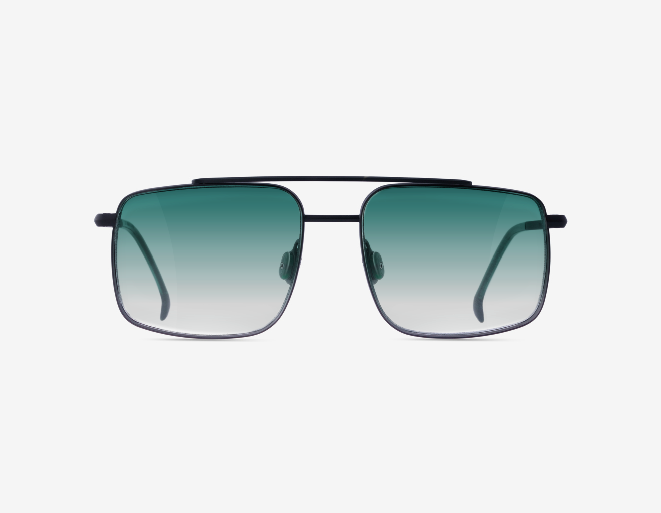 Handmade Japanese titanium aviator sunglasses – Niob in Basalt with Emerald Shift lenses and Dusky Rosemary acetate