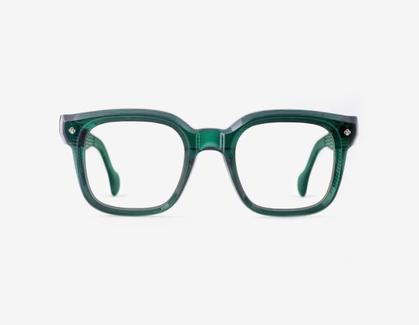 Luxury Japanese eyewear – Quijano Herb Garden optical frame, acetate in Herb Garden, demo optical lenses, Platinum plating, front view