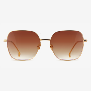 Luxury Japanese eyewear – Samari Pastel Polyp sunglasses, titanium in 18k Gold, polyamide lenses in Amber Meld F2.
