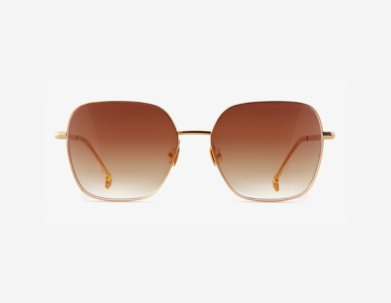 Luxury Japanese eyewear – Samari Pastel Polyp sunglasses, titanium in 18k Gold, polyamide lenses in Amber Meld F2.