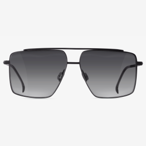 Luxury Japanese titanium sunglasses – Tellur front view, Basalt with Concrete Fade lenses and Polar Gray acetate