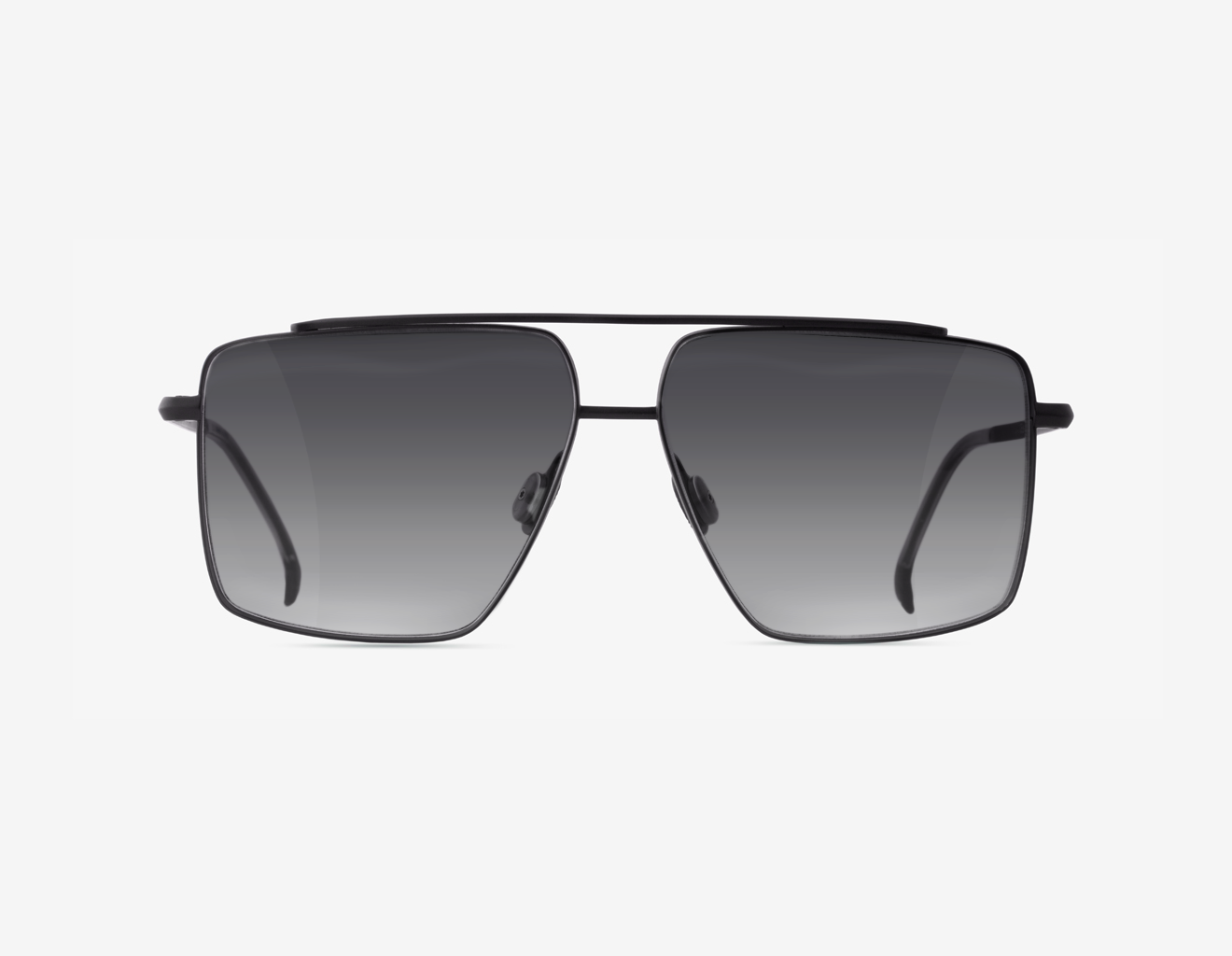 Luxury Japanese titanium sunglasses – Tellur front view, Basalt with Concrete Fade lenses and Polar Gray acetate