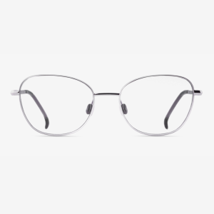Japanese titanium optical eyewear – Tennessa Platinum frame, acetate in Polar Gray, clear demo lenses
