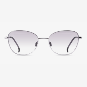 Luxury Japanese eyewear – Tennessa Platinum red carpet frame, acetate in Polar Gray, polyamide Moon Mist tinted lenses