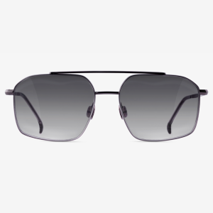 Luxury Japanese titanium sunglasses – Tellur front view, Basalt with Concrete Fade lenses and Polar Gray acetate