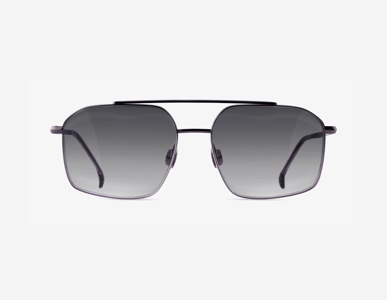 Luxury Japanese titanium sunglasses – Tellur front view, Basalt with Concrete Fade lenses and Polar Gray acetate