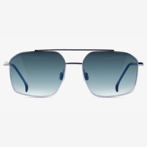 Japanese titanium aviator sunglasses – Tellur front view, Palladium with Deep Sea Fusion lenses and Emerald Sea acetate