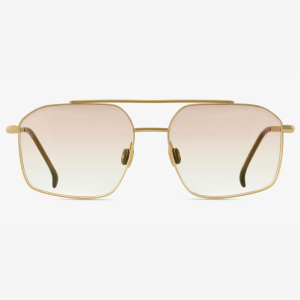 luxury red carpet aviator eyewear – Tellur front view, 18k Gold with Golden Moss tinted lenses and Rugged Bark acetate