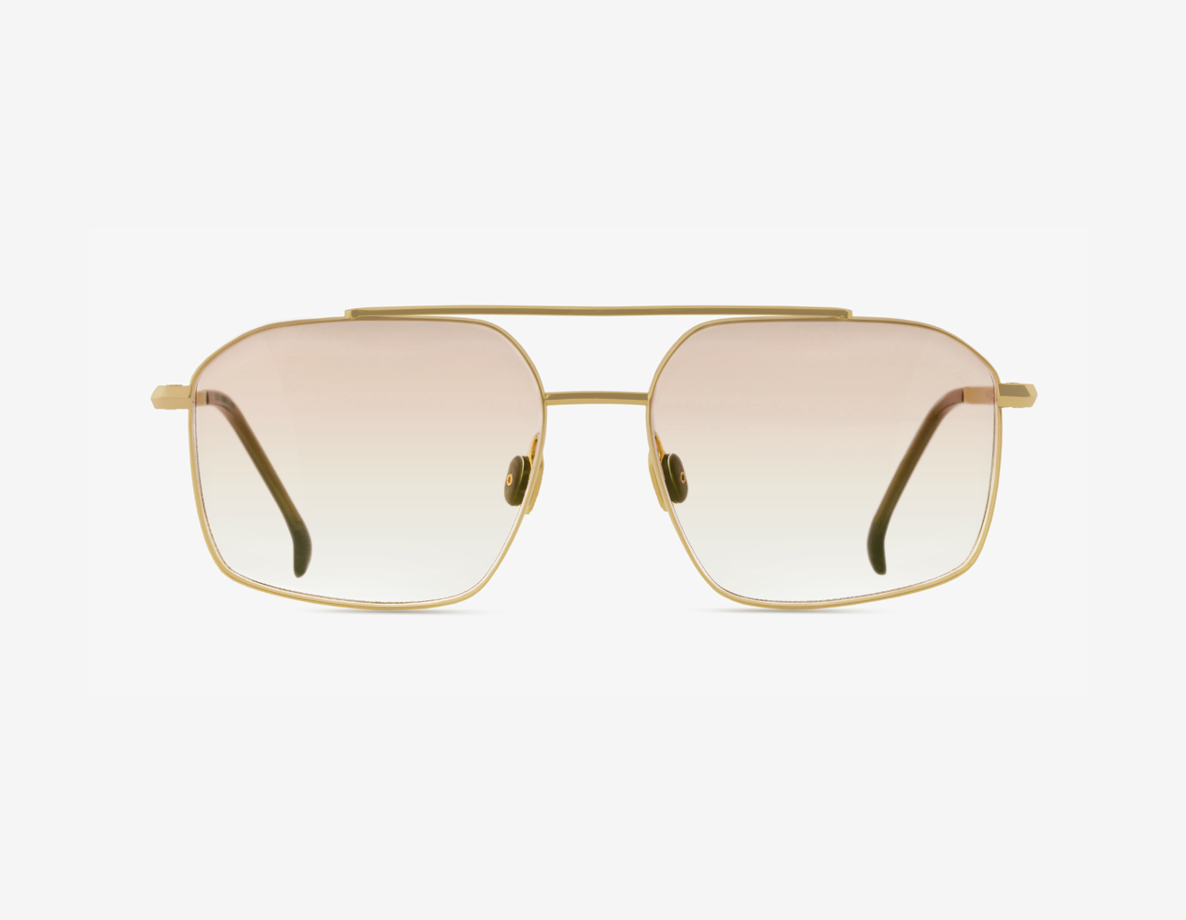luxury red carpet aviator eyewear – Tellur front view, 18k Gold with Golden Moss tinted lenses and Rugged Bark acetate