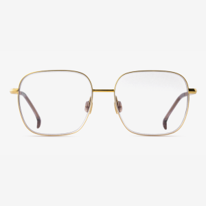 Luxury Japanese optical eyewear – Daphnia women’s frame, 18K gold Biscotti Beige acetate with clear demo lenses, handcrafted designer glasses.