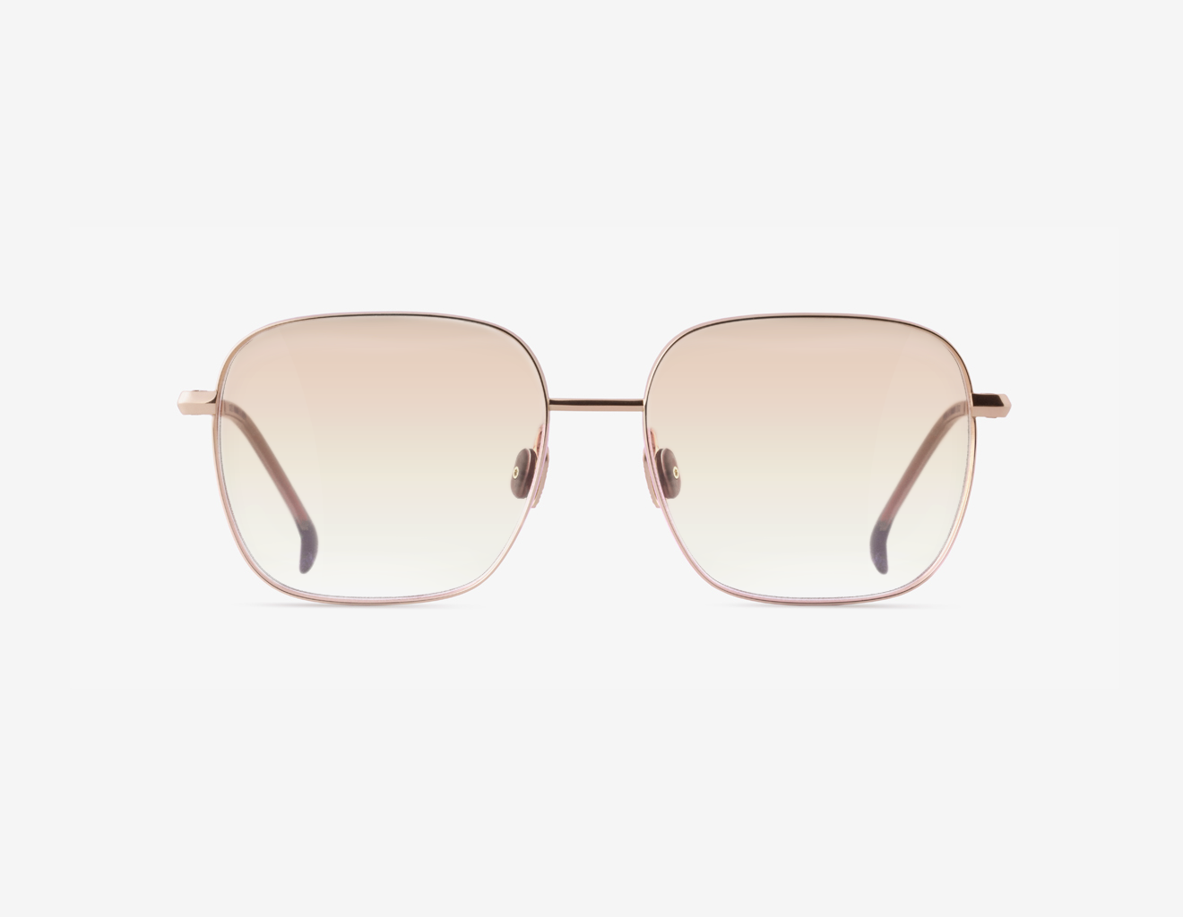 High-end Japanese red carpet sunglasses – Daphnia frame, 18K rose gold Muted Mocca acetate with Golden Dusk lens, luxury designer eyewear.