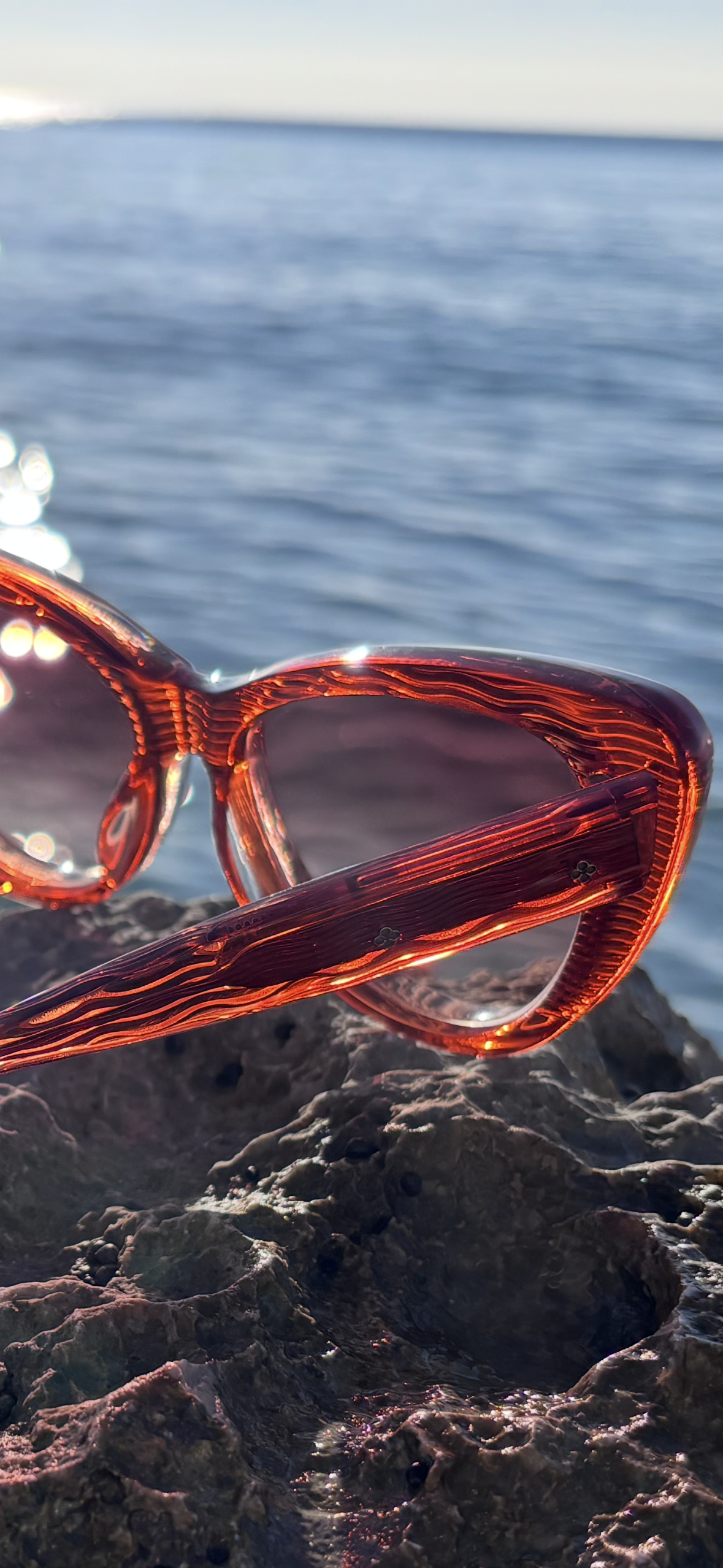 Les Punxes acetate frame glowing in Mediterranean sunlight